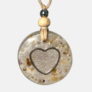 Orgonitanhänger „Herz", klein, Farbe graubeige